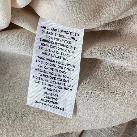 Hinge Long Sleeve Lace Open Shoulder Poplin Blouse Size XS Cream - Picture 5 of 6